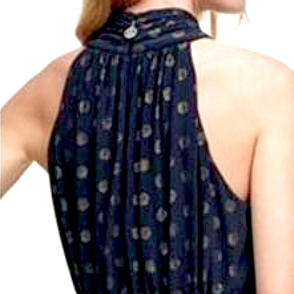 Tommy Hilfiger-Sleeveless Dark Navy Polka Dot Tea Length Dress Sz. 16, 18 - Picture 6 of 11